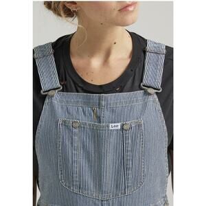 Women's Lee Hickory Stripe Wide Leg Overalls M Train Conductor Classic Casual
